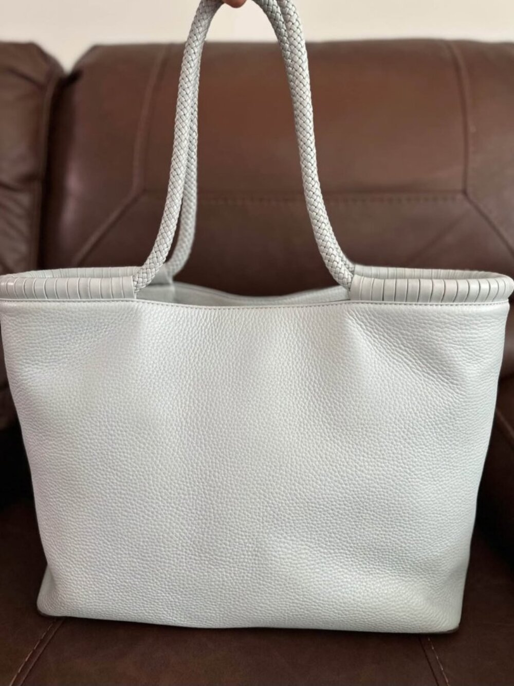 Tory Burch Taylor Large Tote Seltzer Blue Leather Bag Travel - Picture 3 of 15